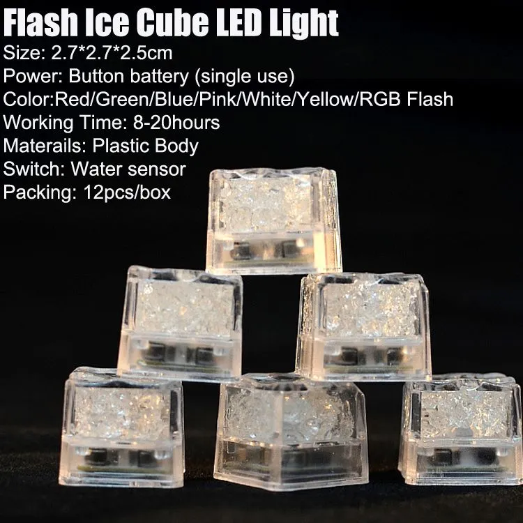 Mini LED Party Lights Square Color Changing LED ice cubes Glowing Ice Cubes Blinking Flashing Novelty Party Supply bulb AG3 Battery