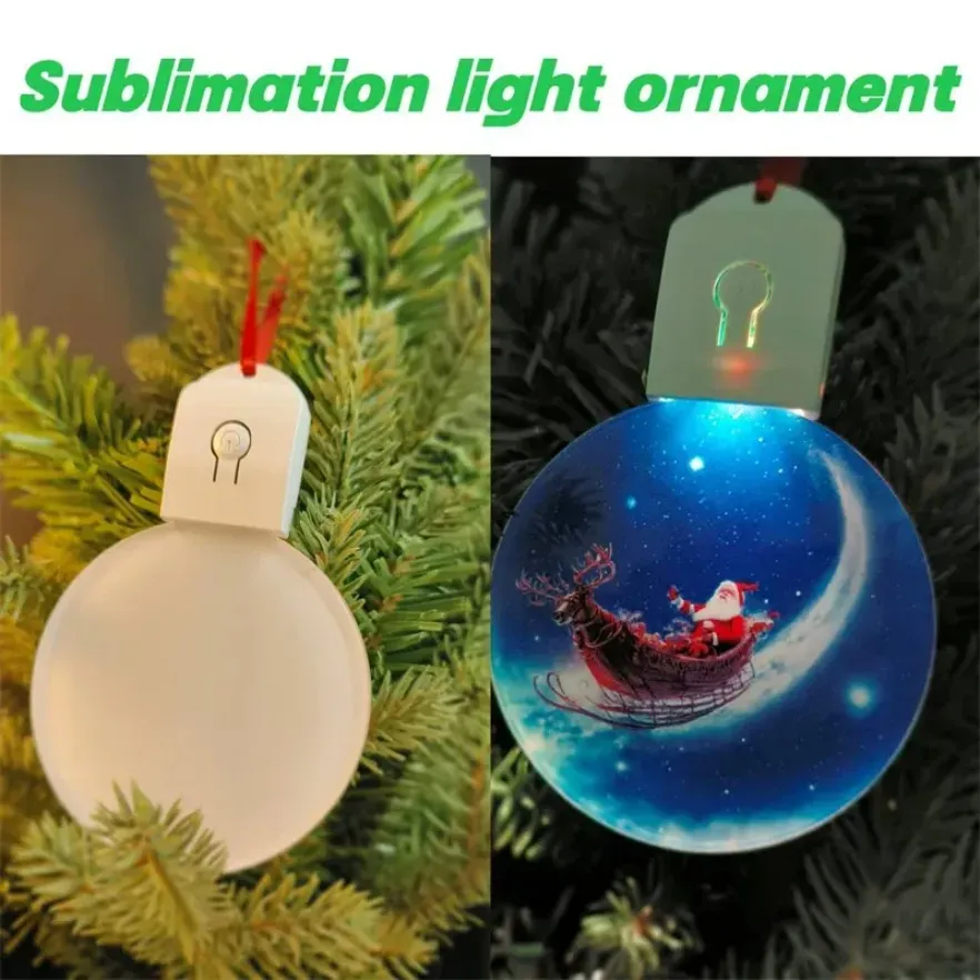 Sublimation Acrylic Christmas Lamplight Pendant Heat Transfer Printing Festival Ornaments Decoration DIY 2024 new year 1010