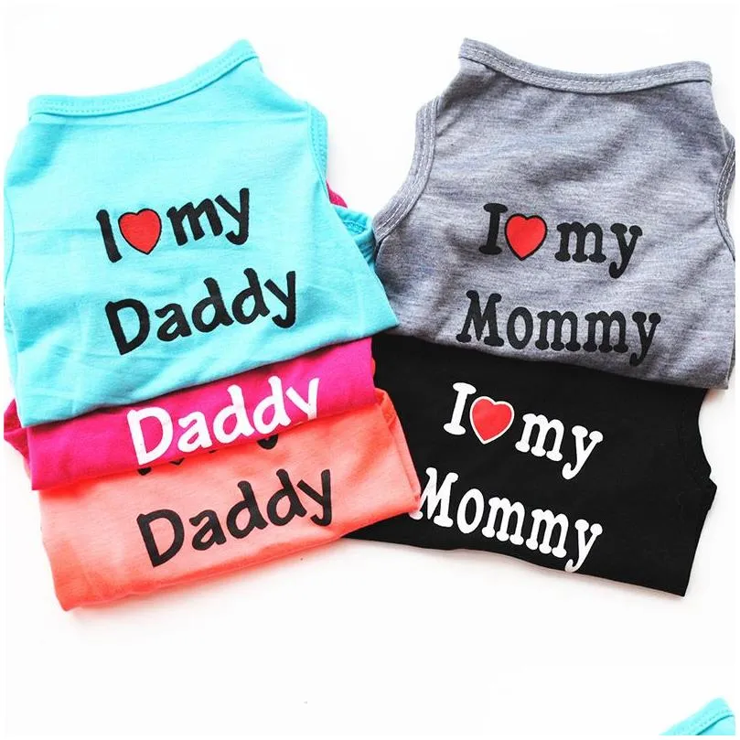 Dog Apparel 6 Colors Dog Clothes Like Daddy And Mommy Puppy Shirts Solid Color Small Dogs T Shirt Cotton Pet Supplies Outwear Wholesal Dhyfg