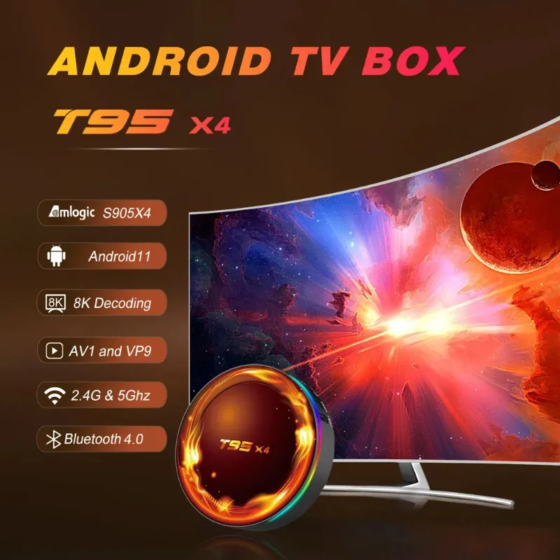 TV Box Android 4 Go RAM / 32 Go ROM - 4K@60Hz, WiFi 6 Double Bande, Bluetooth 5.0, Ports USB, HDMI