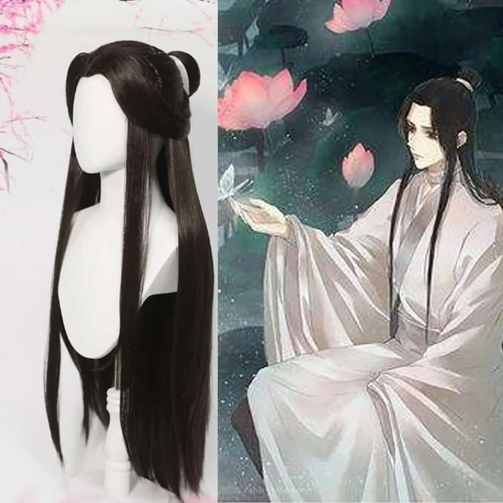 Anime Heaven Official's Blessing Cosplay Xie Lian Wig Black Tian Guan Ci Fu Hanfu Wigs Men Halloween Heat Resistant Syntheticcosplay