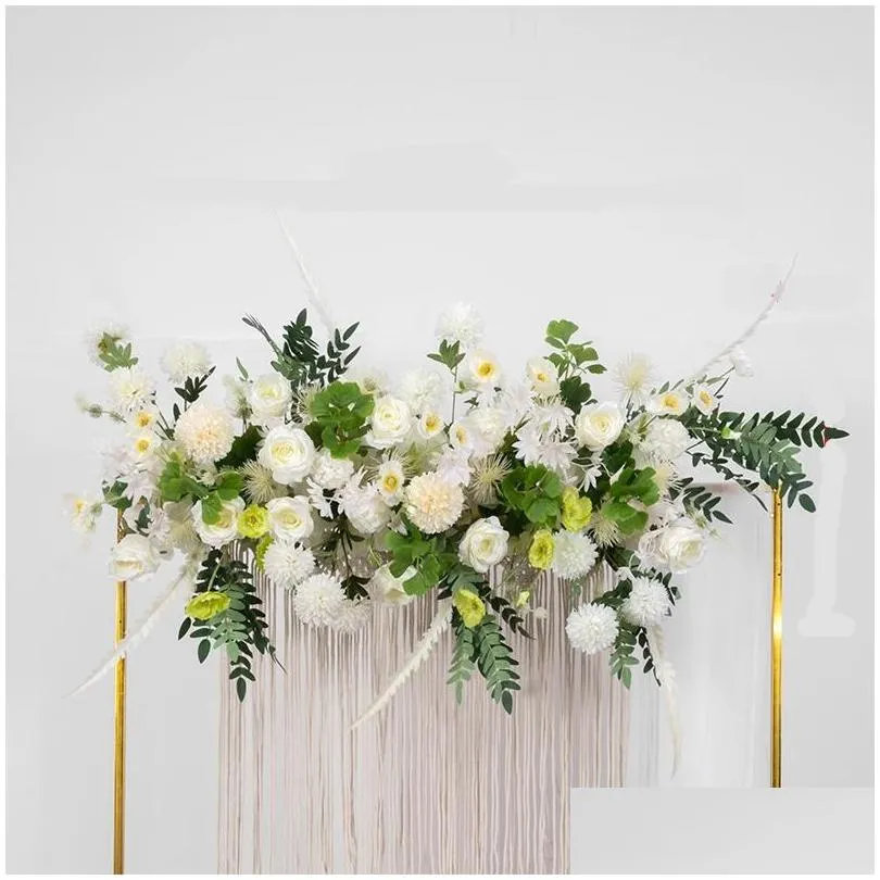 Decorative Flowers & Wreaths Decorative Flowers Wreaths 50/100Cm Diy Wedding Flower Wall Arrangement Supplies Silk Rose Hydrangea Arti Dhcur