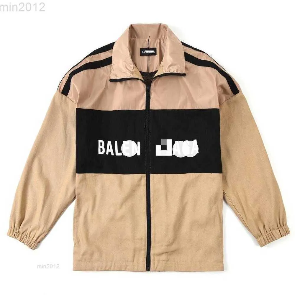Men's Jackets version Blcg Paris Walk Fashion Family Color Block Letter Print Jacket Charge Coat Premium