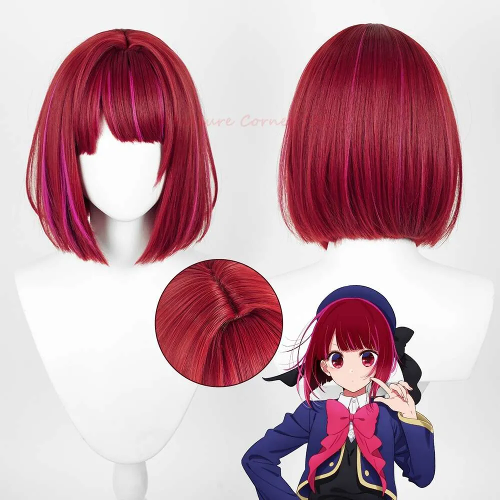 Oshi No Ko Arima Kana Cosplay Wig Short Bobo Wig Red Mixed Pink Wig Cosplay Anime Cosplay Wigs Heat Resistant Synthetic Wigcosplay