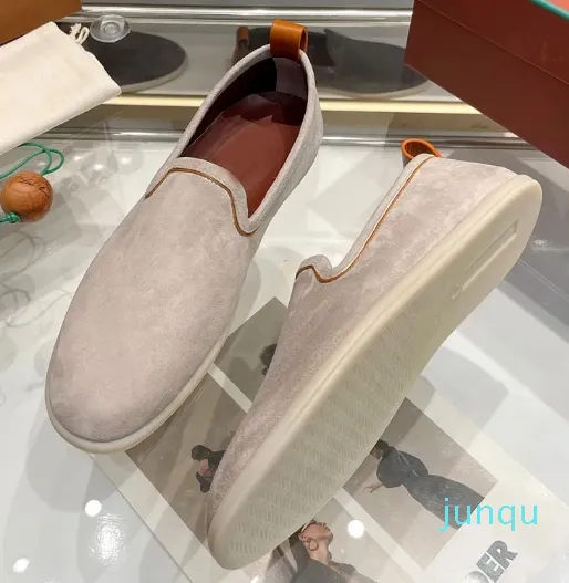In the summer of one-pedal Lok Fu shoes with beef tendon and suede flat bottom men's shoes foreign trade.