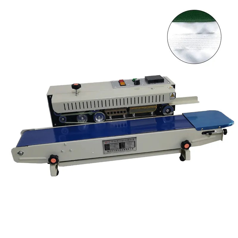 Automatic Continuous Sealing Machine Food Sealer Commercial Film Plastic Tea Foil Bag Printable Date Packing Machine 220V