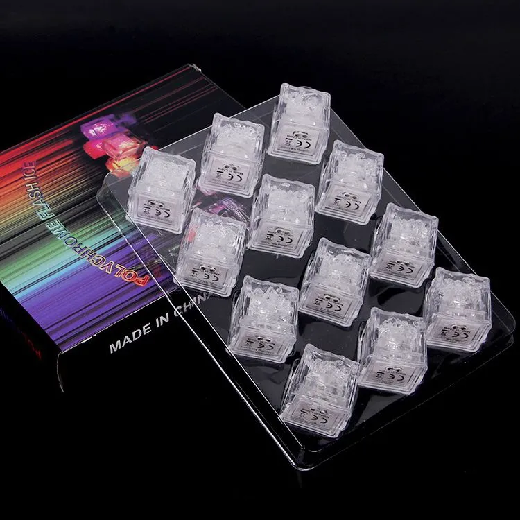 Mini LED Party Lights Square Color Changing LED ice cubes Glowing Ice Cubes Blinking Flashing Novelty Party Supply bulb AG3 Battery