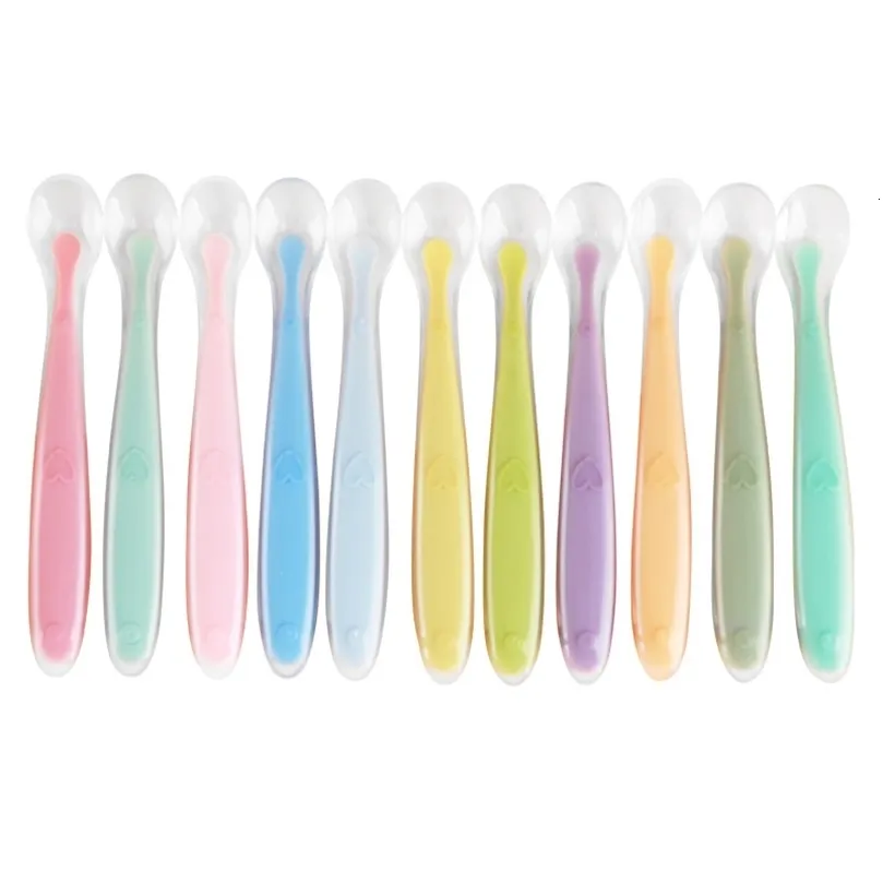 Cups Dishes Utensils Baby Silicone Soft Spoons First Stage Training Feeding Spoon for Kids Toddlers Children Infants Gum-Friendly Utensils Tableware 231006