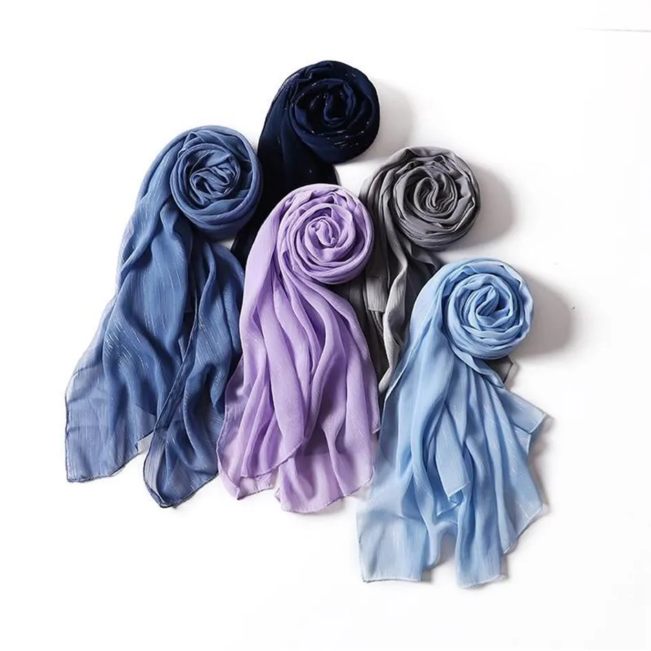 Sjaals het laatste ontwerp dameswistentjaals en wraps metallic lurex moslim glitter hijab chiffon rimpel hoofd cover scarf268t