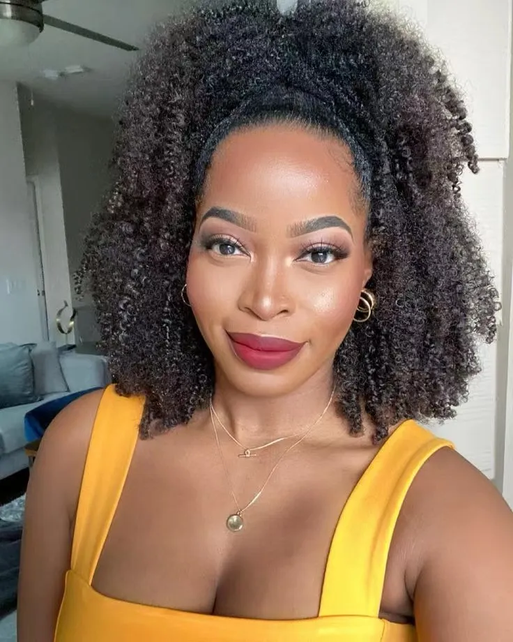 Extensiones de cabello humano de cola de caballo con cordón rizado afro mongol, Clip de cola de caballo en postizo para mujer negra, marrón oscuro, brasileño, Remy afroamericano, 140g