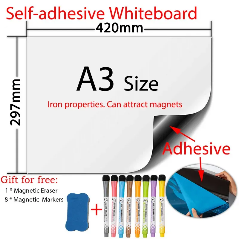 Wholesale Whiteboards A3 Size Self Adhesive Whiteboard Soft White Board Month Planner Iron