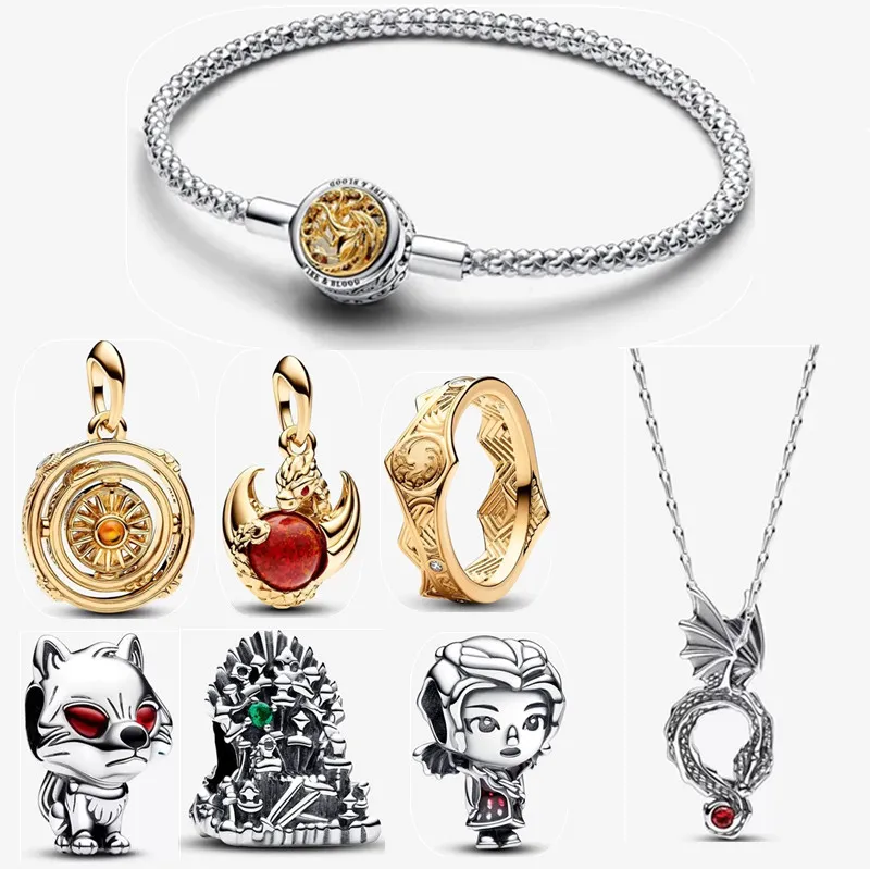 Bedelarmbanden 2023 Halloween Nieuwe Designer Armbanden voor Vrouwen Sieraden Diy Fit Pandoras Armband Oorbel Gouden Ring Game Draken Glas Charme ketting Mode