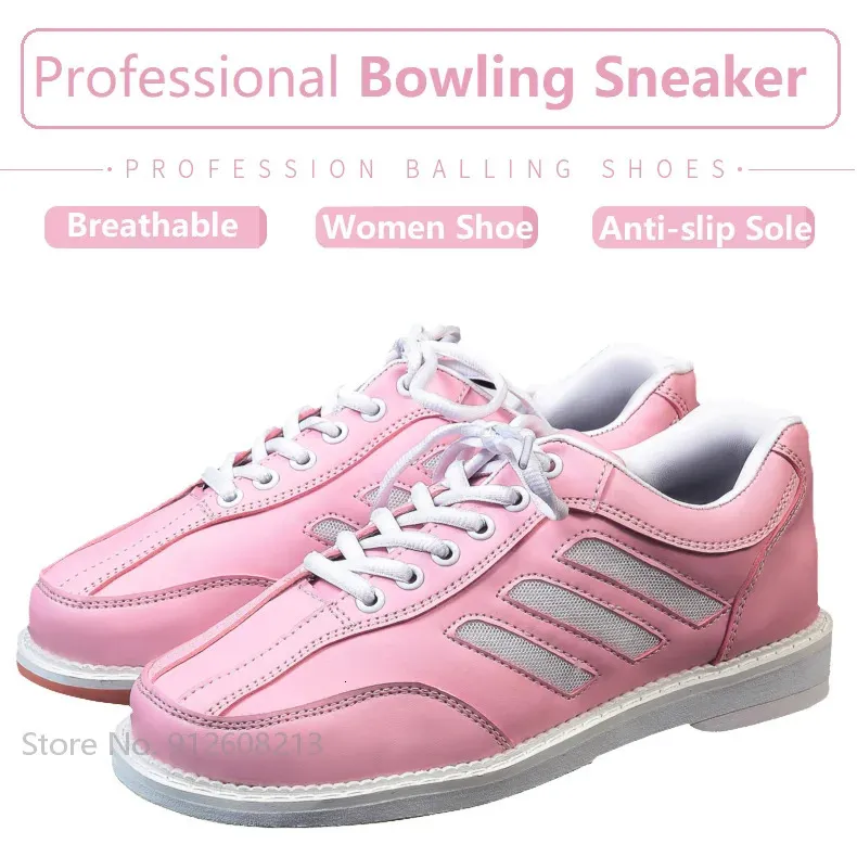 Bowling Women's Breattable Bowling Shoes Professional Skid Proof Sole Bowling Sneakers Ladies Lace-Up Pu Leather Training Trainers 35-40 231009