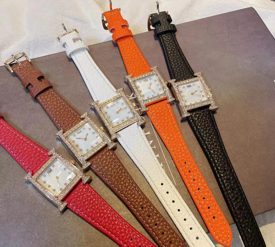 Kvinnors designer titta på armbandsur fyrkantig klocka med diamanter digitala urtavla läder klocka klocka för unisex retro och elegant stil för fest