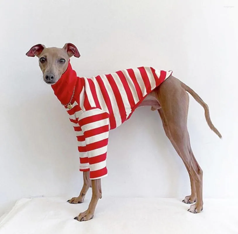 Ropa para perros Lindo cuello alto Colorblock Ropa de galgo italiano Algodón Estiramiento Cachorro Whippet / Bellington Mascota mediana