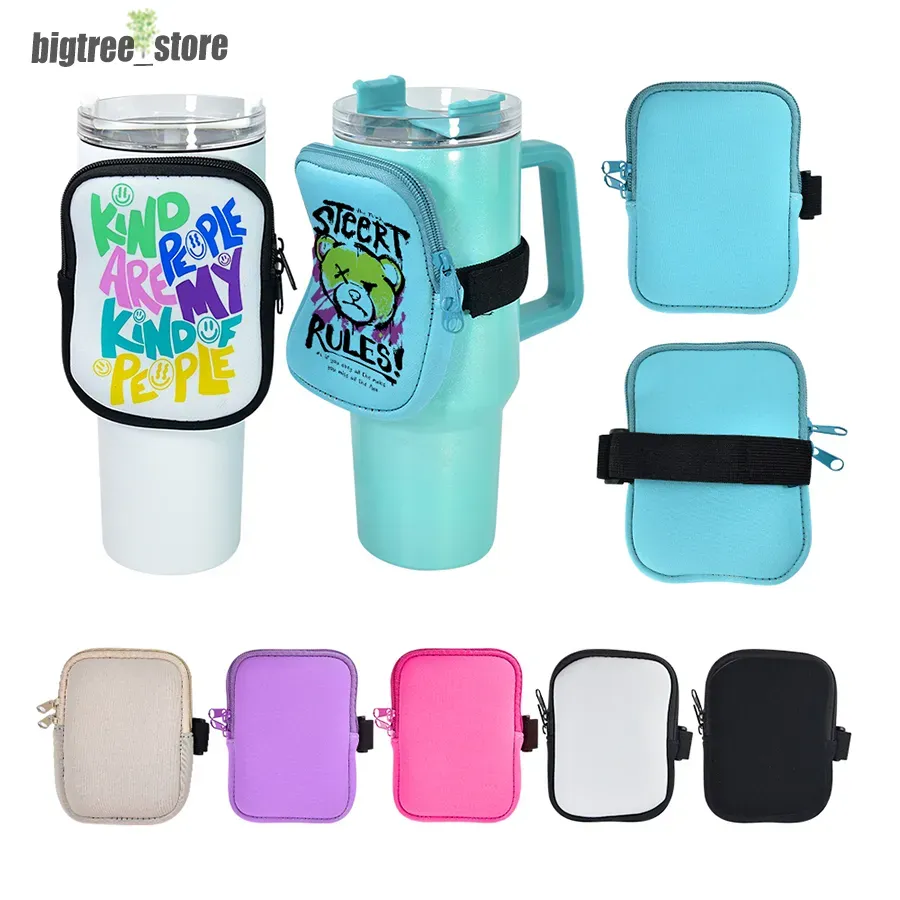 Funda de almacenamiento con cremallera para botella de agua, funda de almacenamiento para vaso de 40oz, soporte para botella de agua de neopreno, soporte para bolsa de transporte para correr, caminar rápido