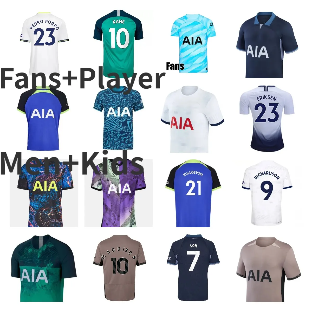 18 19 22 23 24 Maddison Son Soccer Jerseys Tottenham Home Away 3rd Kulusevski Perisic Hojbjerg 2023 2024 Lucas Dele Football Shirt Bryan Richarlison Men Kids Spurs Top Top