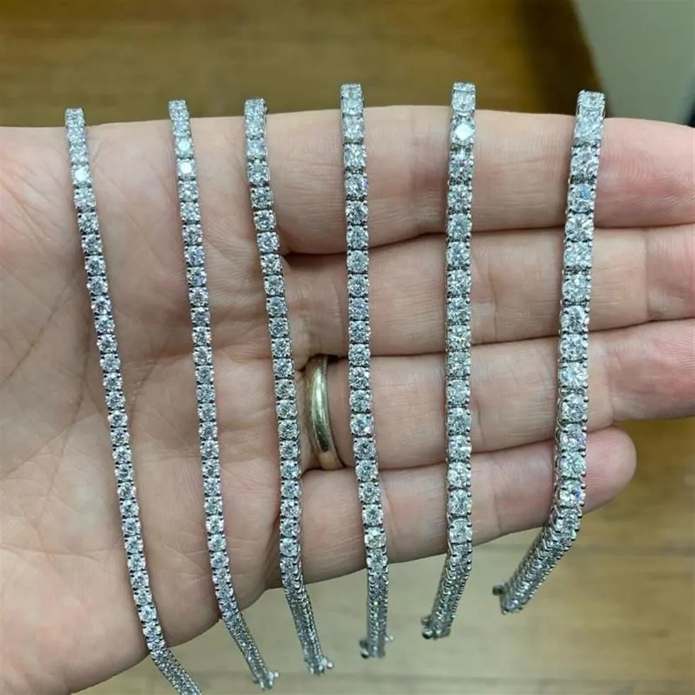 Boncuklu iplikçikler 925 Sterling Gümüş 3mm 5mm 17cm 19cm CZ Tenis Bileklik Bileklik Kadınlar İçin Düğün Moda Takı Tüm Mesih303K