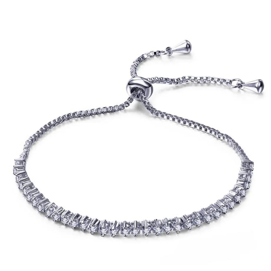 Adjustable Length size Bracelet 18K Gold Platinum plate with Cubic Zirconia size Bangle & Bracelet263d