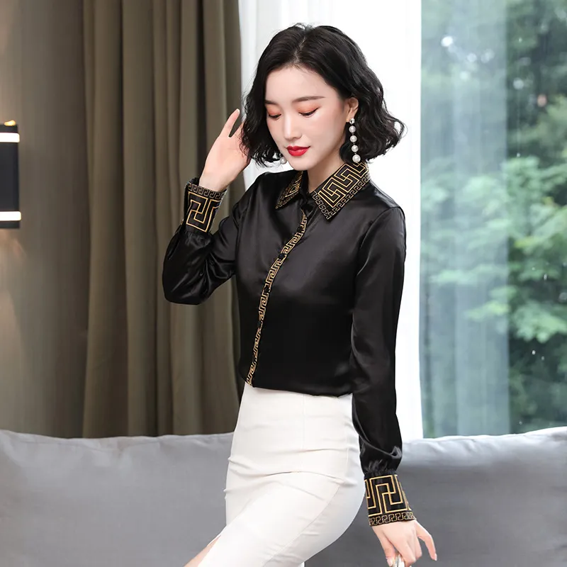 black silk satin blouse