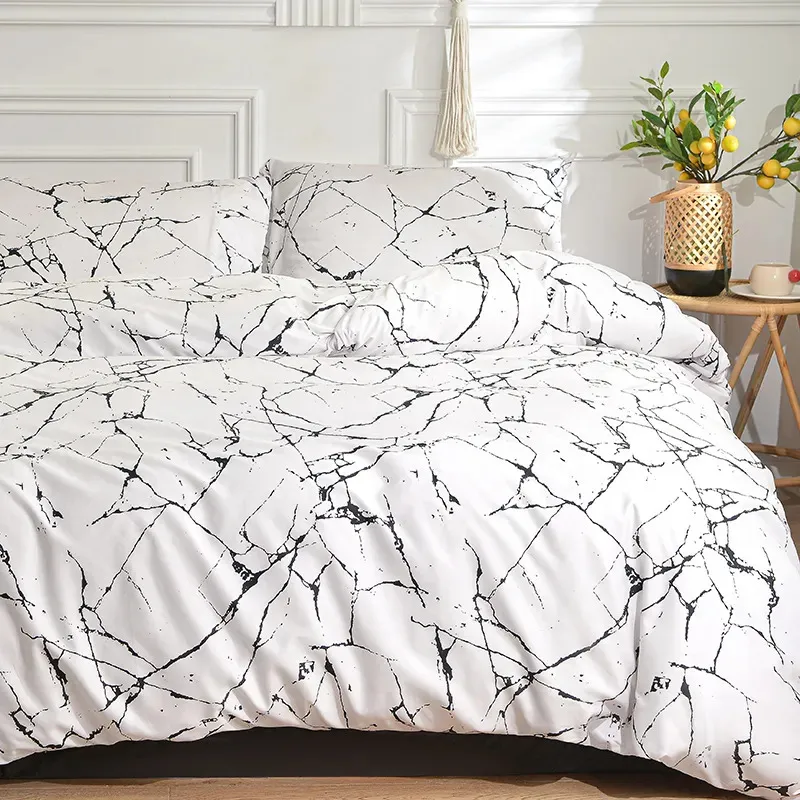 Conjuntos de cama Preto e Branco Conjunto para Cama de Casal Sabanas Cama matrimonial QueenKing Consolador Conjuntos de edredão único com fronha 231009