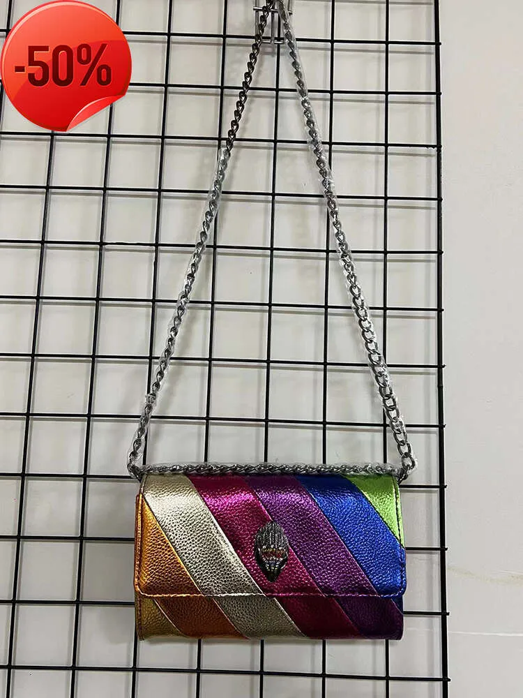 Kurt Geiger London Luxury Clutch Bag Multi Colorful Patchwork Handväska Elegant och elegant middag Metalliska kedjekvällsväskor Fogande handväska Shou