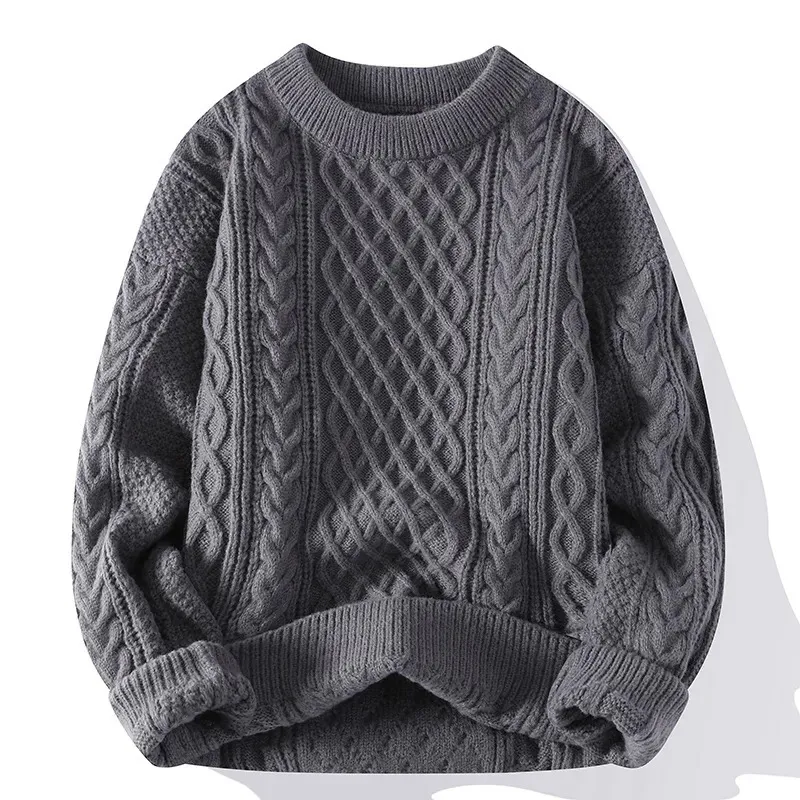 Erkek Sweaters Sonbahar Kış Erkekler Sweater Vintage O Boyun Düz Renkli Mens Örgü Küleyler Gevşek Harajuku Mens Retro Örgü Külot Sweaters 231010