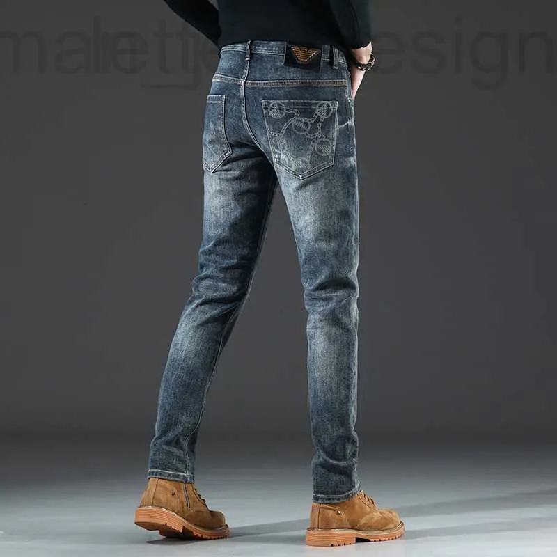 Jeans pour hommes Designer Printemps Nouveau Guangzhou Xintang Cotton Bullet Édition coréenne Slim Fit Haut de gamme Produits européens Big Bull AJ Marque de mode ASSE WTHU