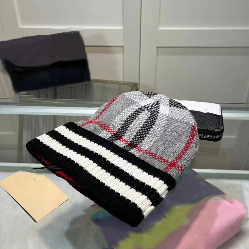 Modetrend Cashmere Stricker Hut Designer Herren- und Frauen Herbst- und Winterleiste hochwertiger Wollhut