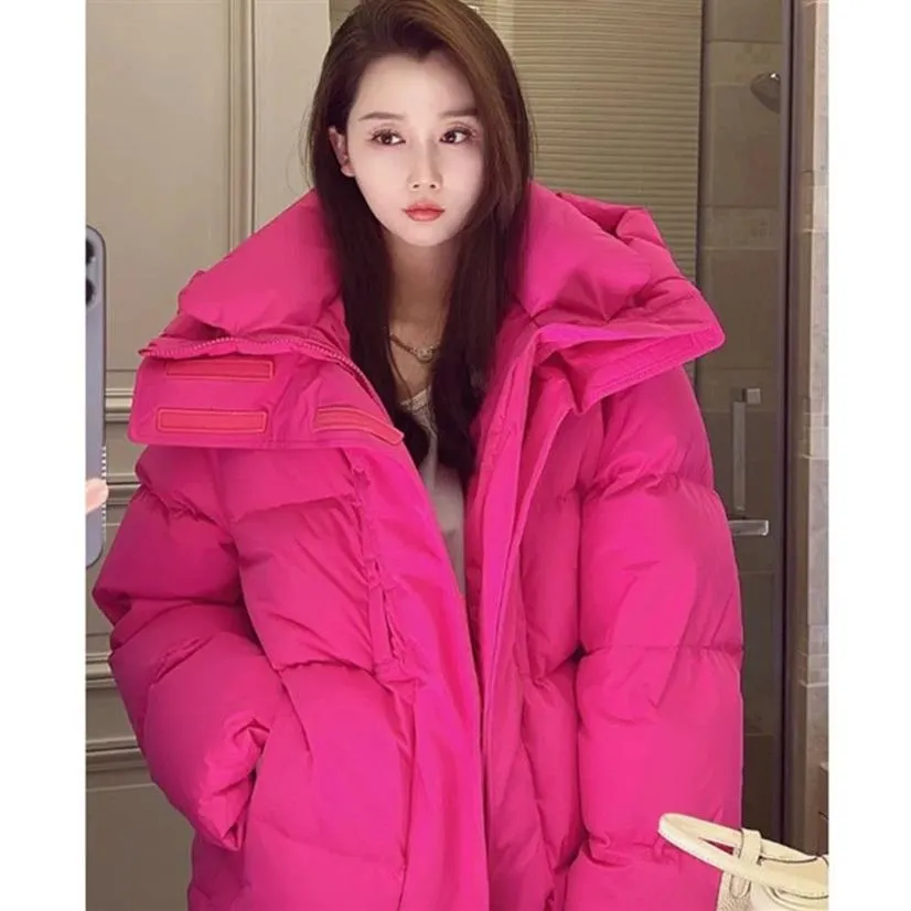 Women's Jackets Loose And Thick Dragon Fruit Color Fried Street Fashion Winter Long Coat Tide247S