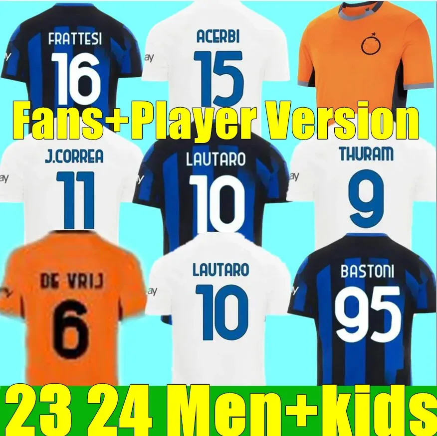 23 24 LUKAKU Inters LAUTARO S Soccer Jerseys ANNIVERSARY CORREA DZEKO BARELLA ASLLANI FRATTESI 2023 2024 BROZOVIC Home Football Shirt Uniforms Men Kids Kit