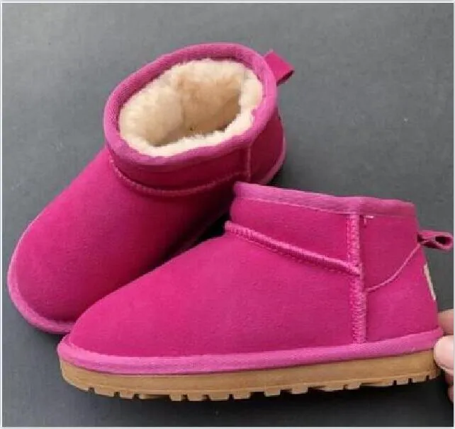 Mini bottes de neige pour enfants, chaussures chaudes en coton, fendues en véritable vache, Style australien, 5854