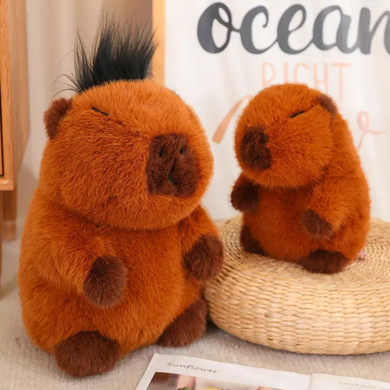 Poupées en peluche Kawaii dessin animé Chubby Capybara jouet réaliste peluche oreiller moelleux peluches poupée doux enfants jouets cadeaux 2535 cm 231009