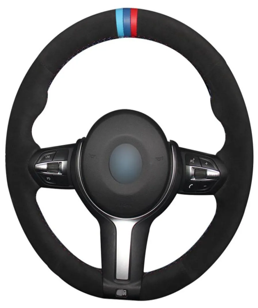 Couvre-volant en daim noir Be Dark Be marqueur rouge pour BMW F33 428i 2015 F30 320d 328i 330i 2016 M3 M4 2014-2016 F872012659
