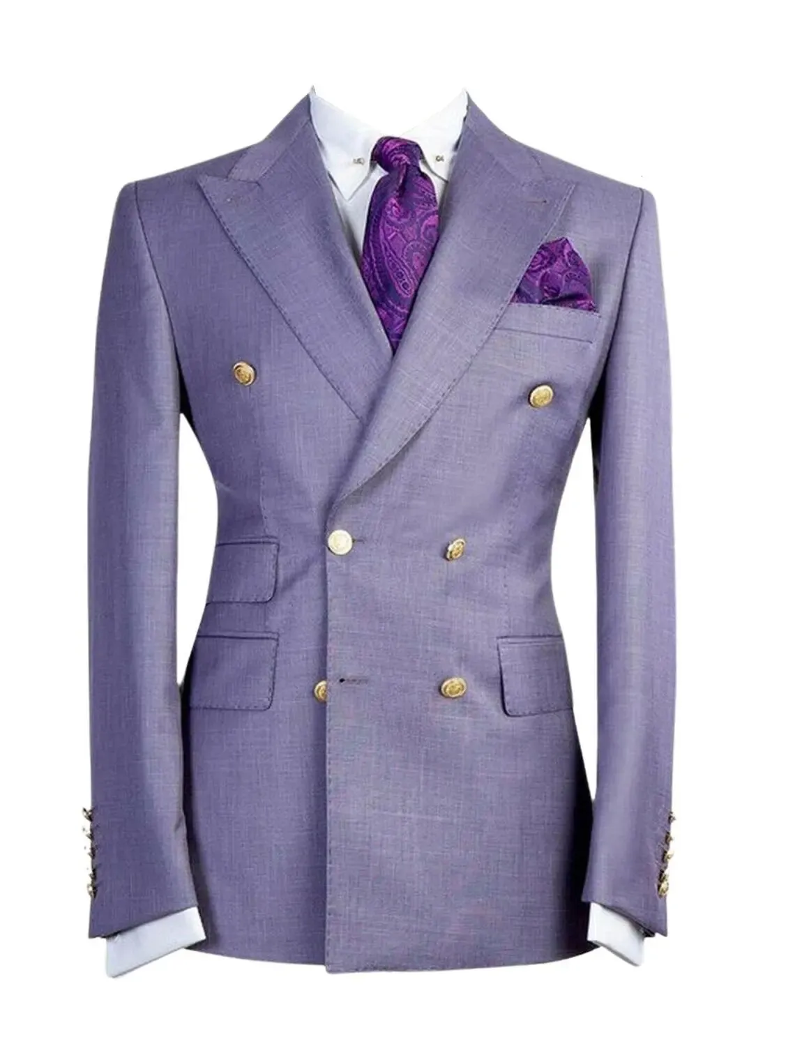 Ternos masculinos blazers luz roxo casamento blazer homens cavalheiro terno jaqueta botões de ouro casual magro ajuste duplo breasted negócios masculino apenas 231009