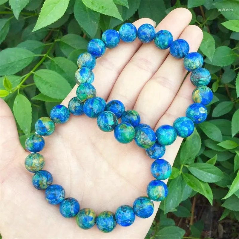 Bracelets à maillons en Malachite bleue naturelle pour hommes et femmes, perles de minerai d'énergie, Bracelets d'équilibre, Reiki, guérison, Yoga, cadeau, 1 pièce, 8/10MM
