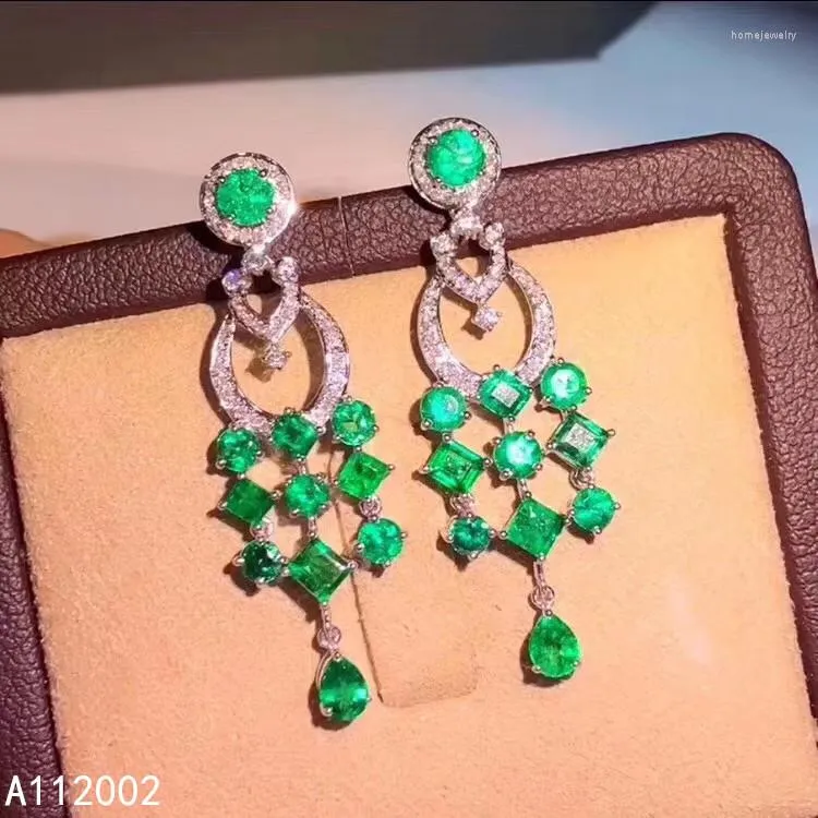 أقراط Dangle Kjjeaxcmy Gine Jewelry Natural Emerald 925 Sterling Silver Women Gemstone Support Test Luxury Classic