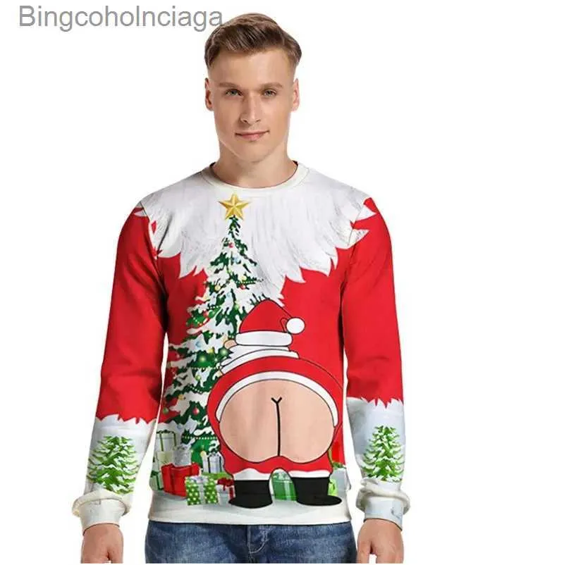 Damestruien Unisex Lelijke kersttrui 3D-print Grappige trui Truien Truien Tops voor Kerstmis Heren Dames Vakantie Feest Hoodie SweatshirtL231011