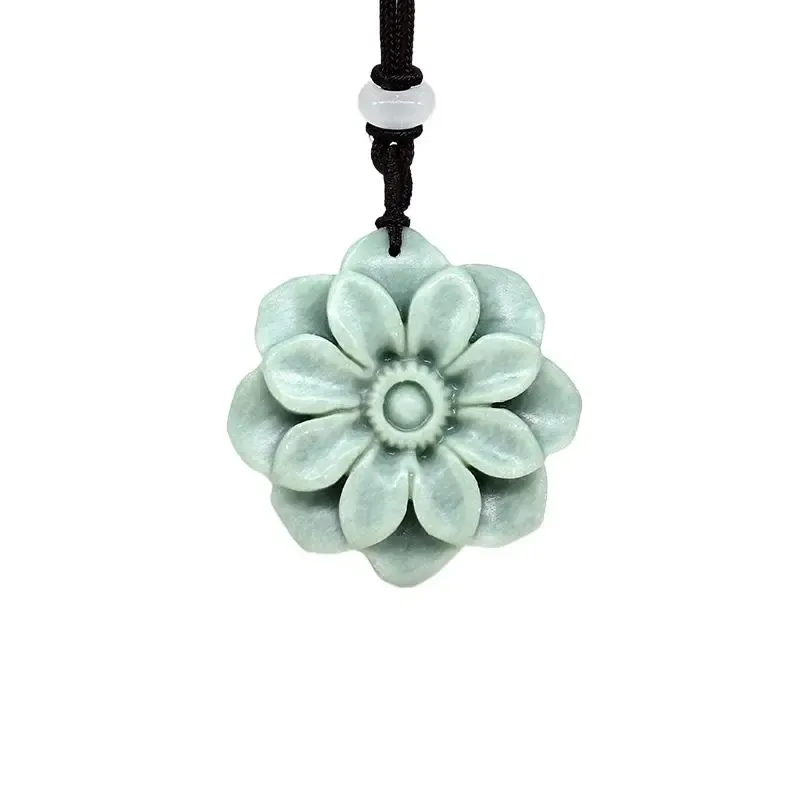 Jade Kwiat wisiorek szlachetny Naszyjnik Kamień Prezent Naturalny biżuteria luksus chiński akcesoria