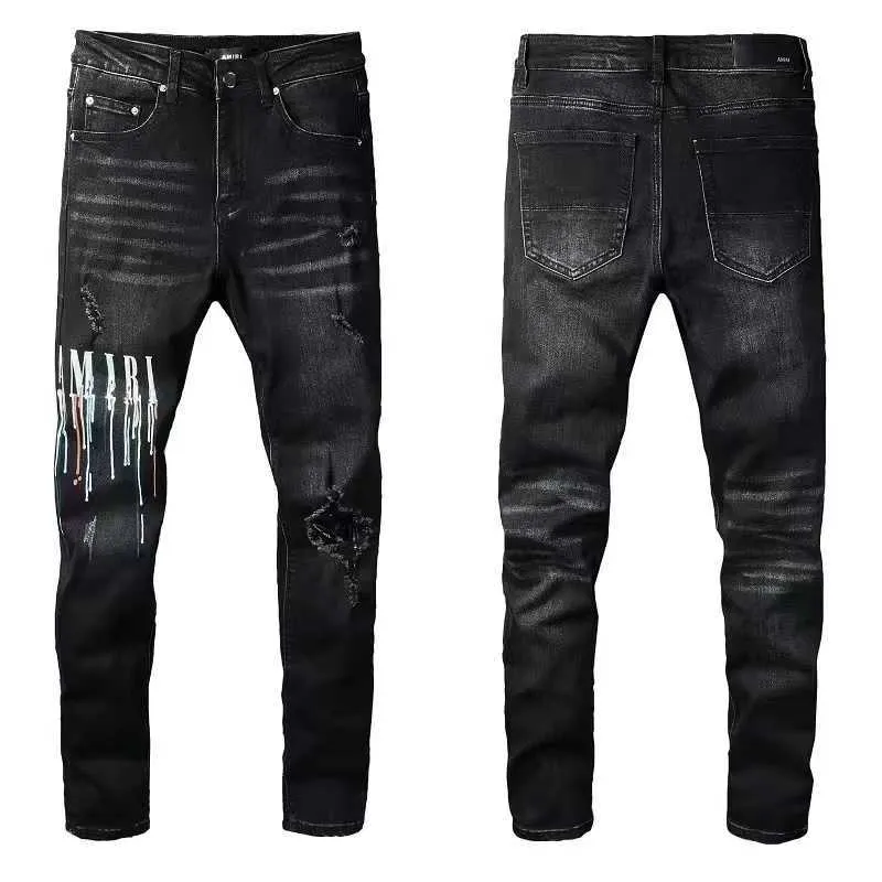 Men's Designer Ripped Jeans Stacked Slim Fit, Vintage Wash, Trendsetting  Style, Masculine Straight Leg Trousers
