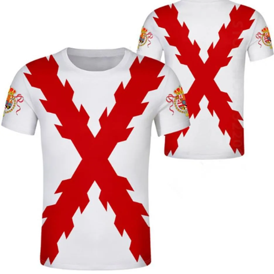 Camiseta império espanhol feito sob encomenda nome espanha imperio camiseta borgonha monarquia católica hispânica impressão bandeira cruz vestuário199b