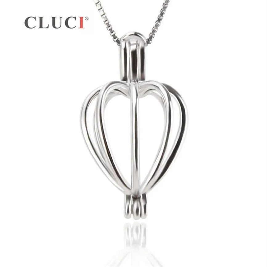 Cluci Heart Cage Pendant 925 Sterling Silver Pearl Pendant 3st Beads Holder Accessories for Women Authentic Silver Jewelry S1810215K