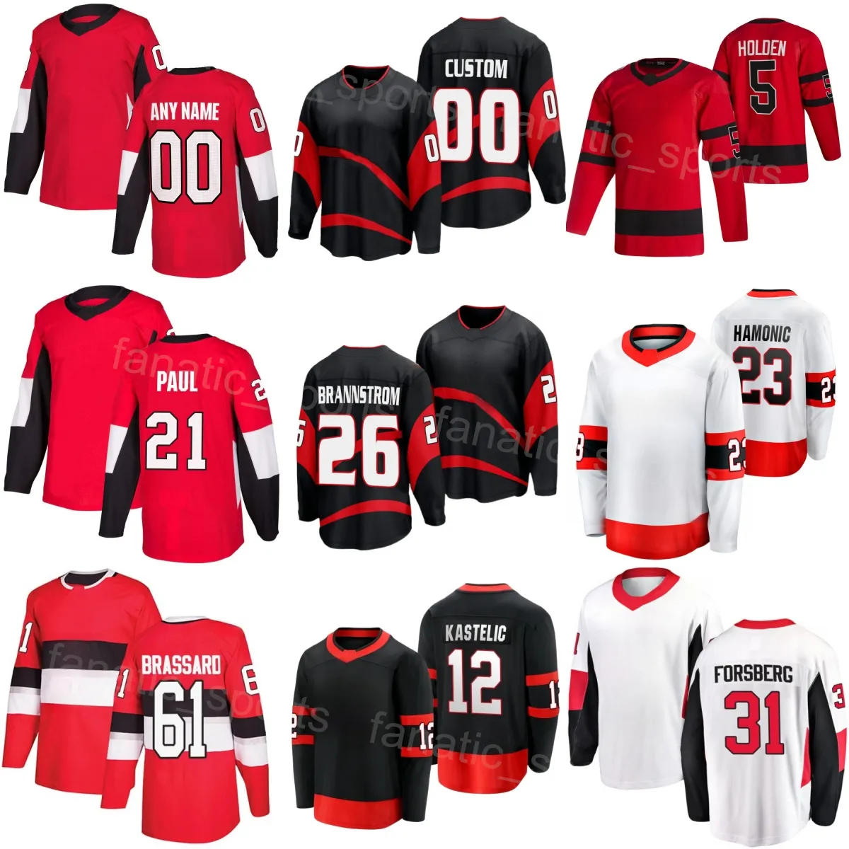 Hokey takımı 23 Travis Hamonik Jersey 31 Anton Forsberg 26 Erik Brannstrom 21 Mathieu JOSEPH 5 NICK Holden 12 Mark Kastelic 61 Derick Brassard Ters Siyah Kırmızı Beyaz