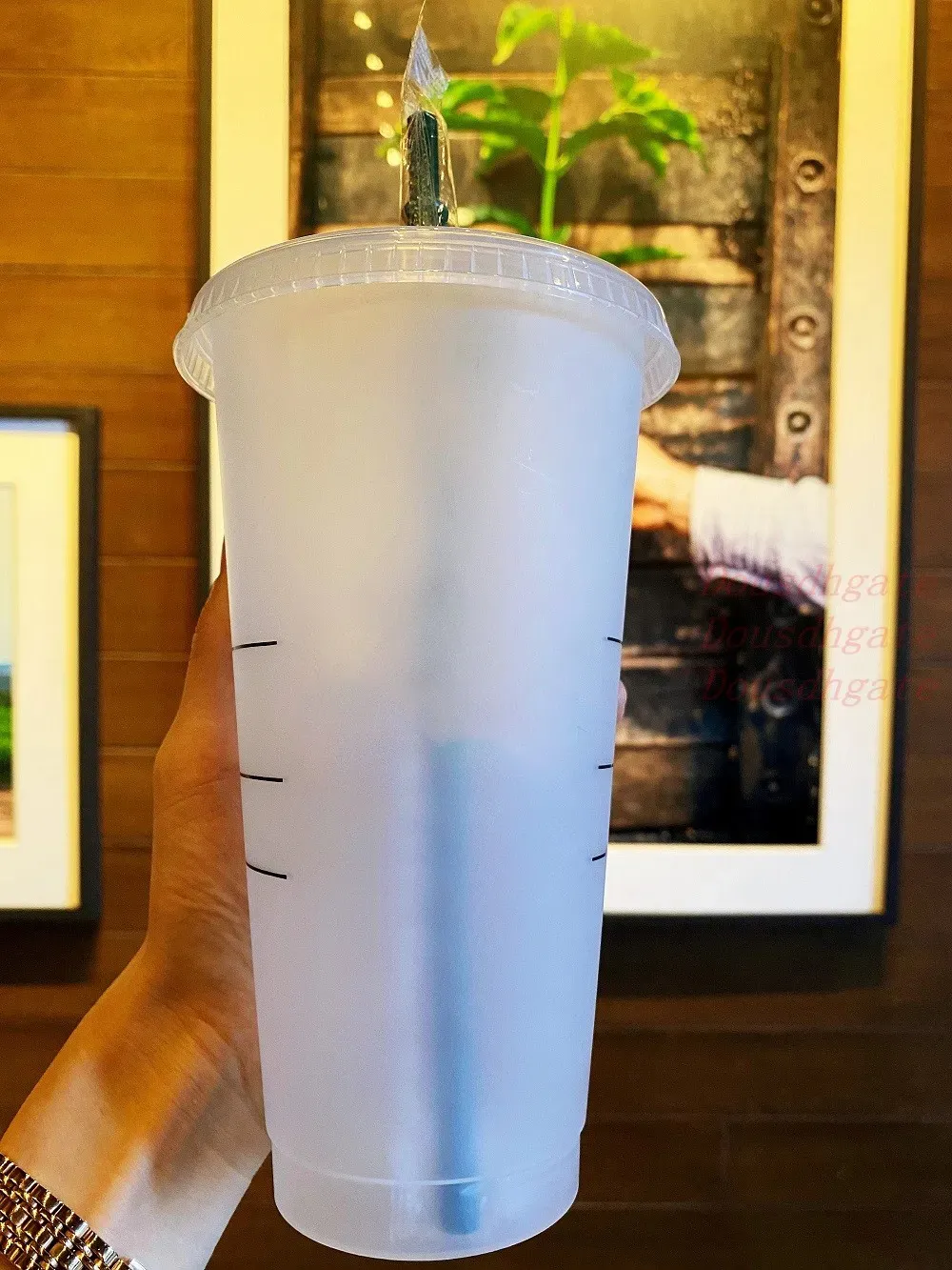 Diosa sirena 24 oz/710 ml tazas de plástico vaso reutilizable claro beber fondo plano forma de pilar tapa tazas con pajita taza