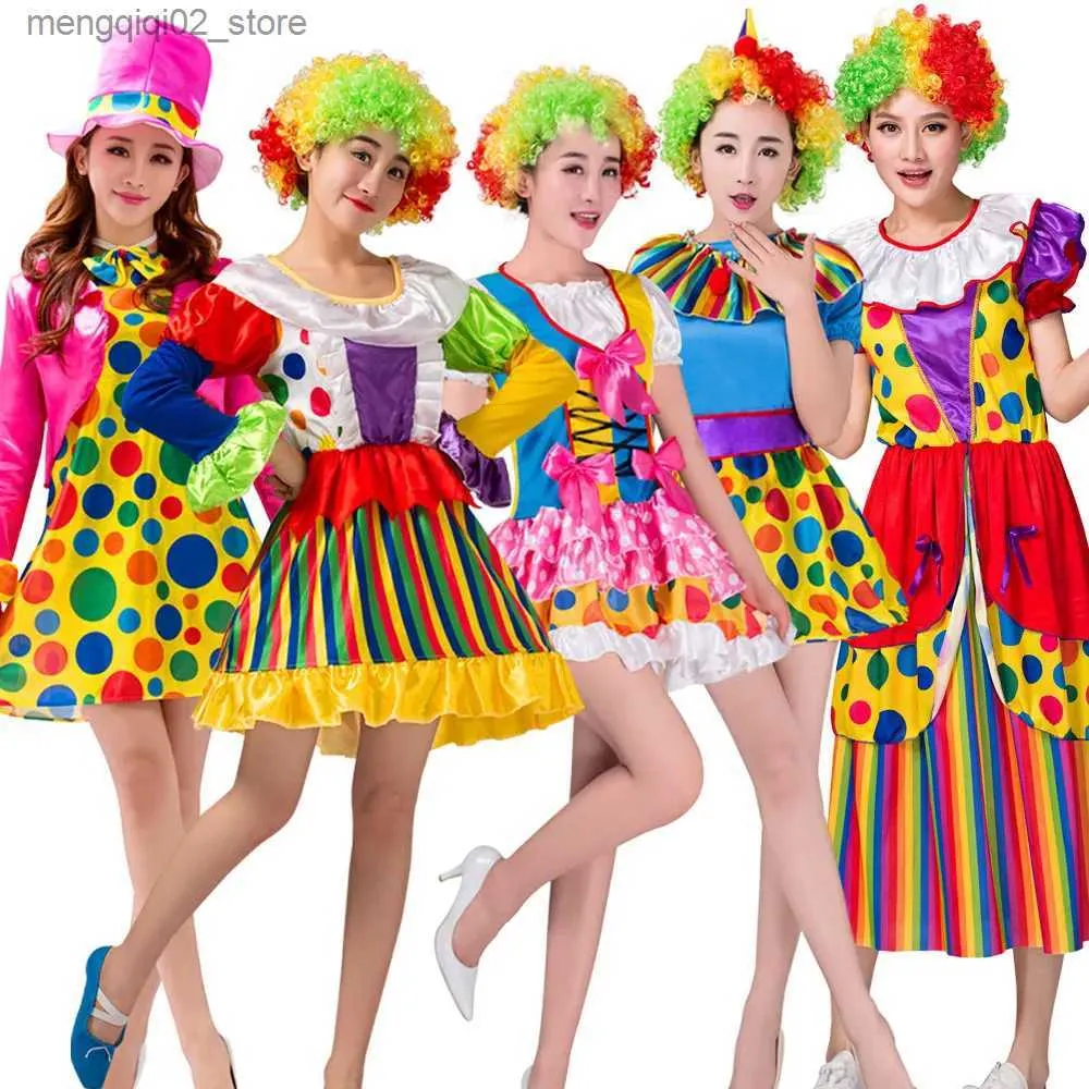 Theme Costume Rainbow Circus Clown Come with Shoes Wig Sponge Nose Clown for Halloween Christmas Party Cosplay Clothing Props Q231010