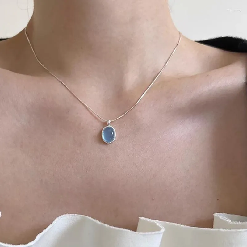 Hängen BF Club 925 Sterling Silver Necklace For Women Moonstone Simple Engagement Fine Jewelry Wedding Party Birthday Present