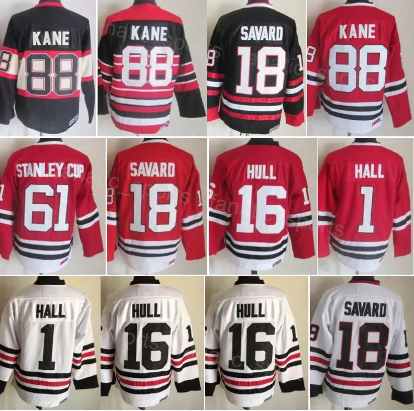 Retro Hockey Vintage 61 Stanley Cup Jersey CCM Classic 88 Patrick Kane 1 Glenn Hall 16 Brett Hull 18 Denis Savard 81 Marian Hossa 10 Patrick Sharp Emetred Sale