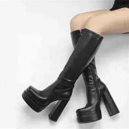 Boots Luxury Women Designer Platform High Heel Shoes Fashion Party Punk Street Series Lady Knee 220815