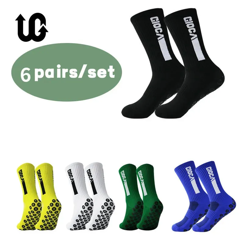 Skarpetki sportowe Anti Slip Fashion Football Socks 6Pairs/Lot Mid Calf Non-Slip Soccer Sport Sport Sports Sock Sock EU38-44 231009