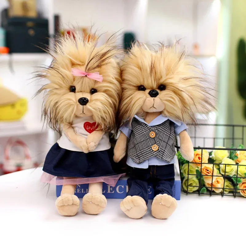 Bambole di peluche realistiche Yorkshire Terrier bambola di simulazione peluche giocattoli per cani modello ufficio ornamenti decorazioni per la casa bambini amanti regalo 231009